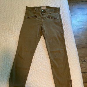 Current/Elliott stiletto zip skinny jeans, army green, 28